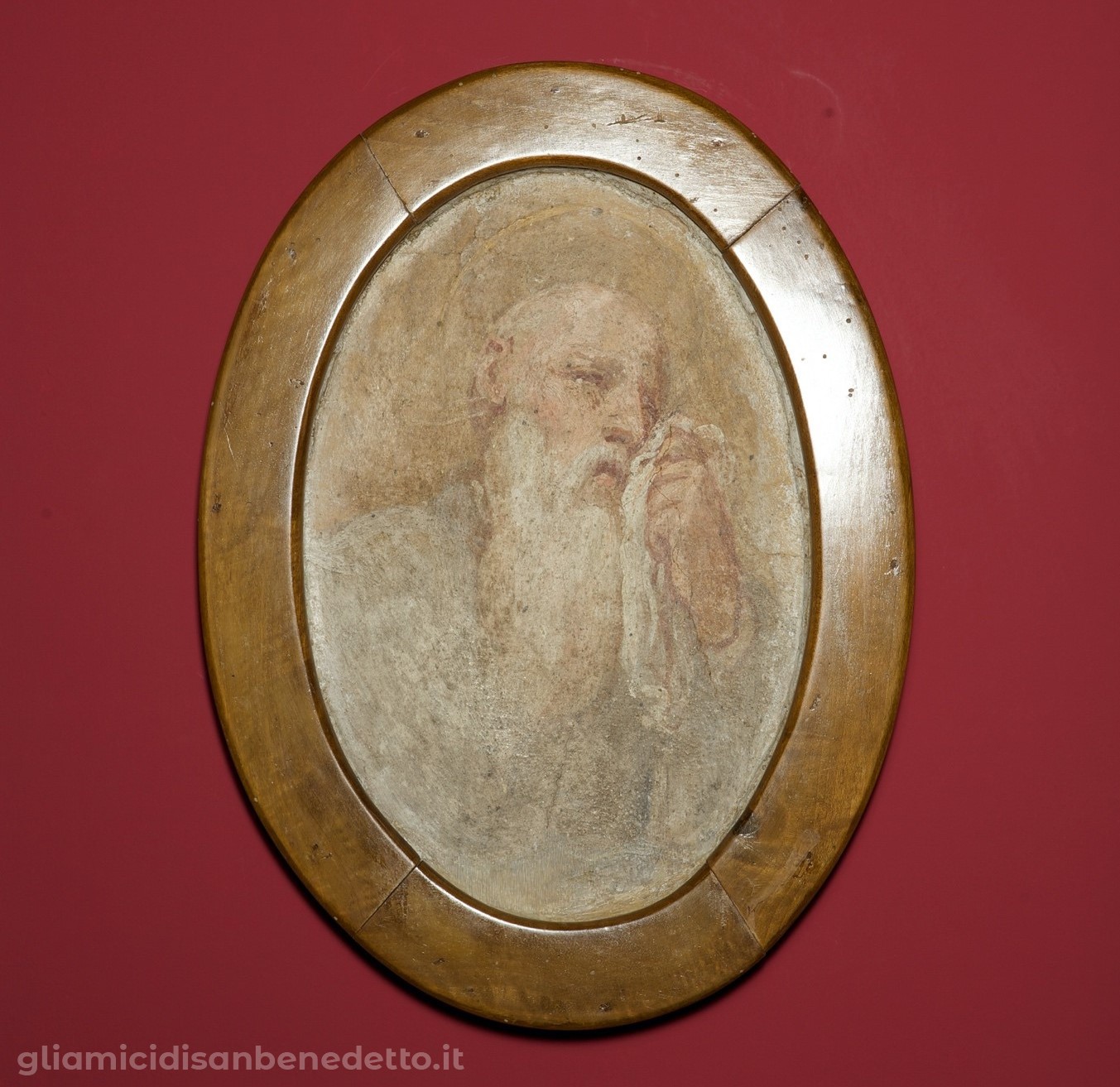 San Benedetto piange la distruzione di Montecassino”. Luca Giordano, frammento di affresco dalla sala dei bozzetti, museo Montecassino